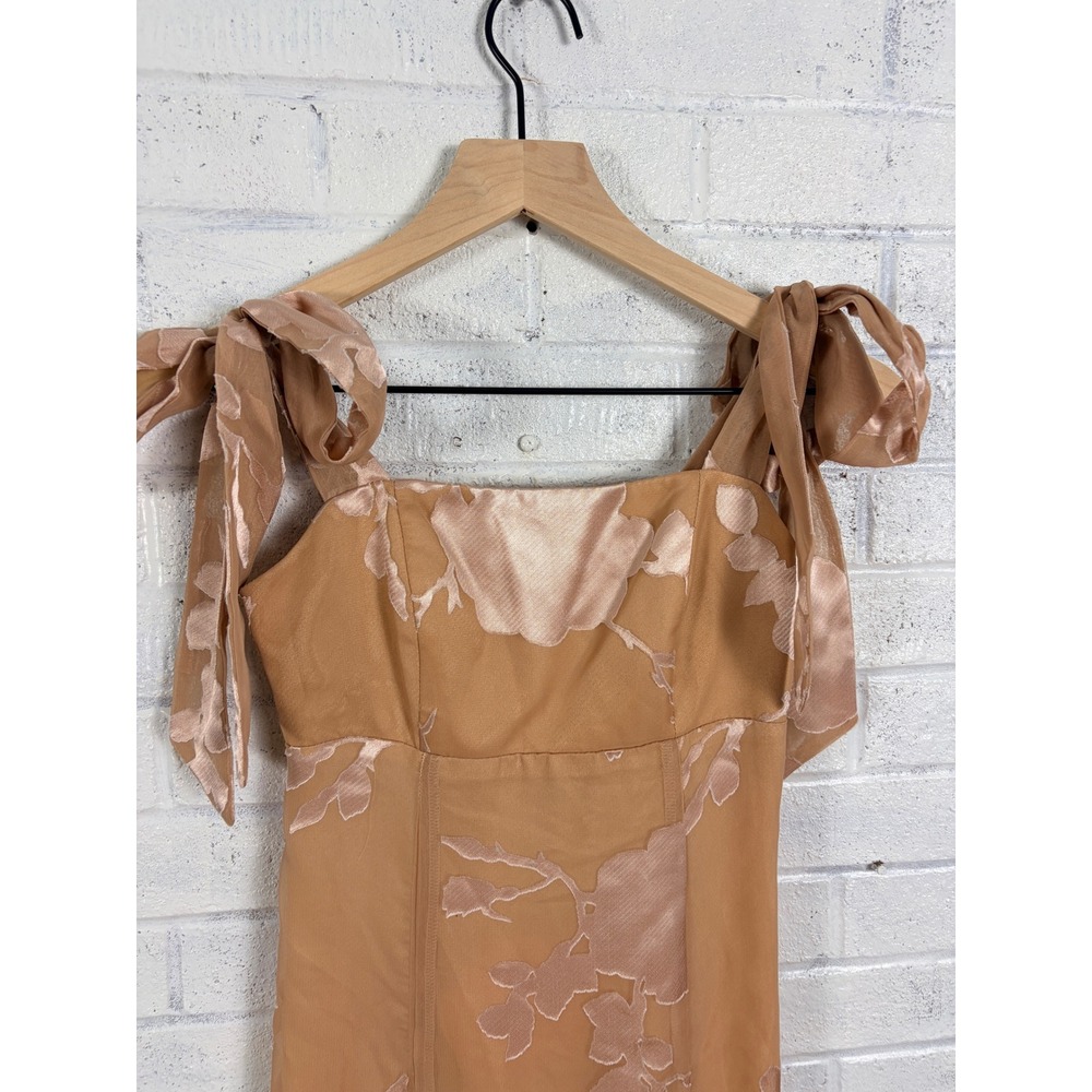 Show Me Your Mumu Edith Maxi Dress Womens S Nude Floral Burnout Tie Strap Formal - Picture 4 of 13